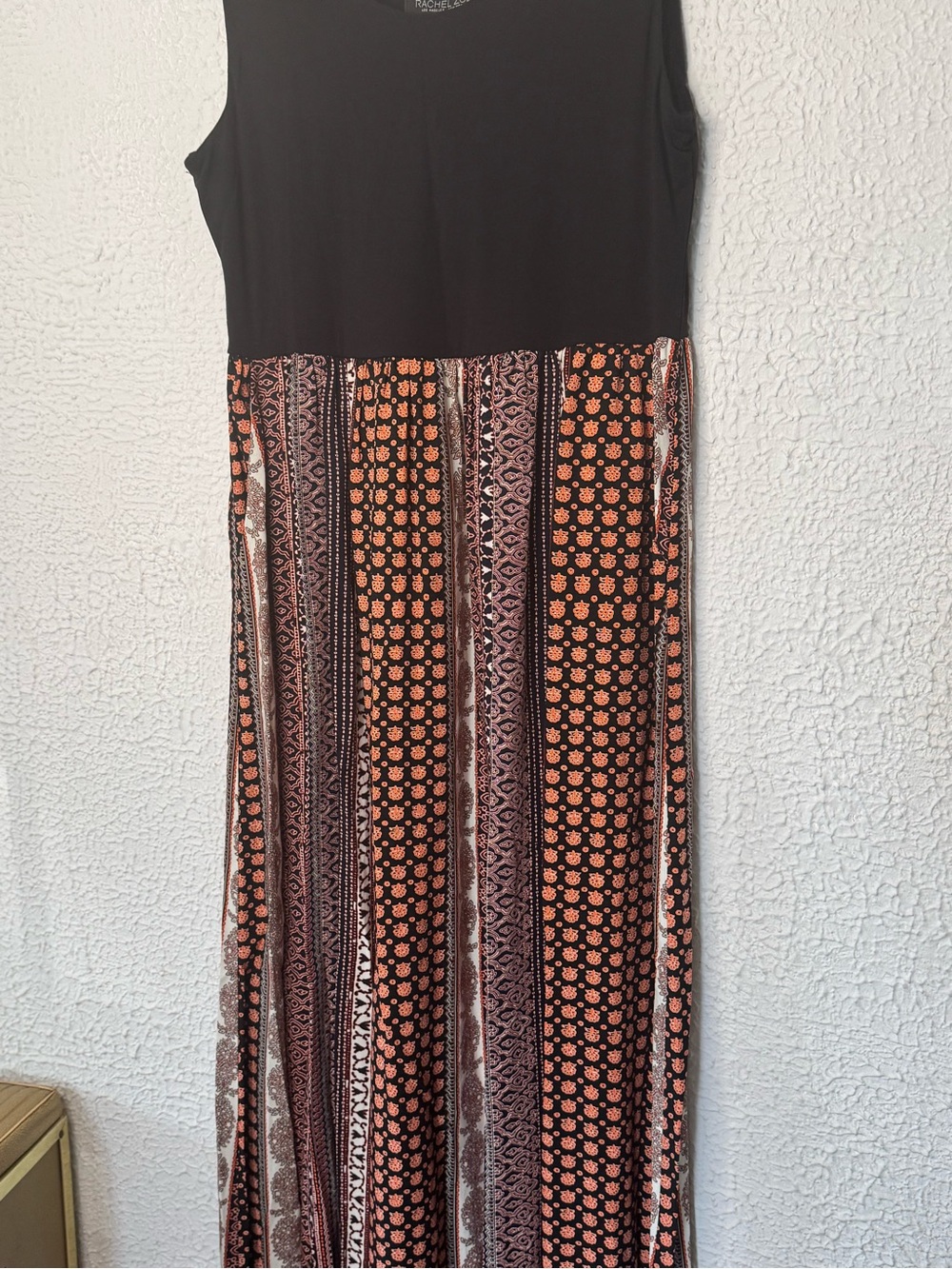 Sleeveless Black & Rust Patterned Maxi Dress - Picture 4 of 8